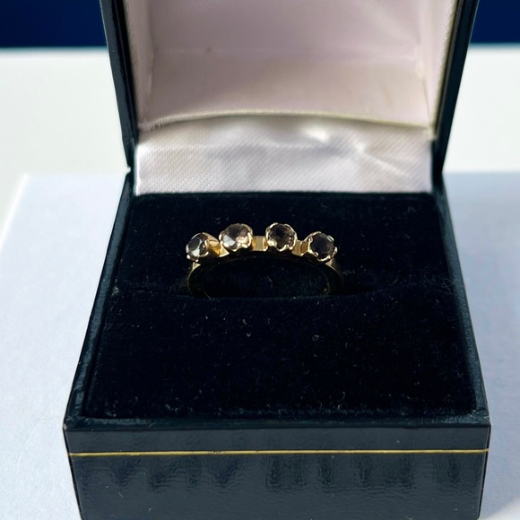 Banana Republic Stacking Ring Set in Yellow Gold-tone w/ Green & Black Gemstones - Picture 6 of 13